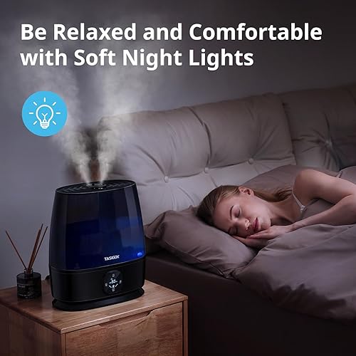 Miniatura 7 de Humidificadores para dormitorio y hogar, humidificador de aire de niebla fría y cálida de 6 L para habitación grande, guardería, 50 horas, fácil de