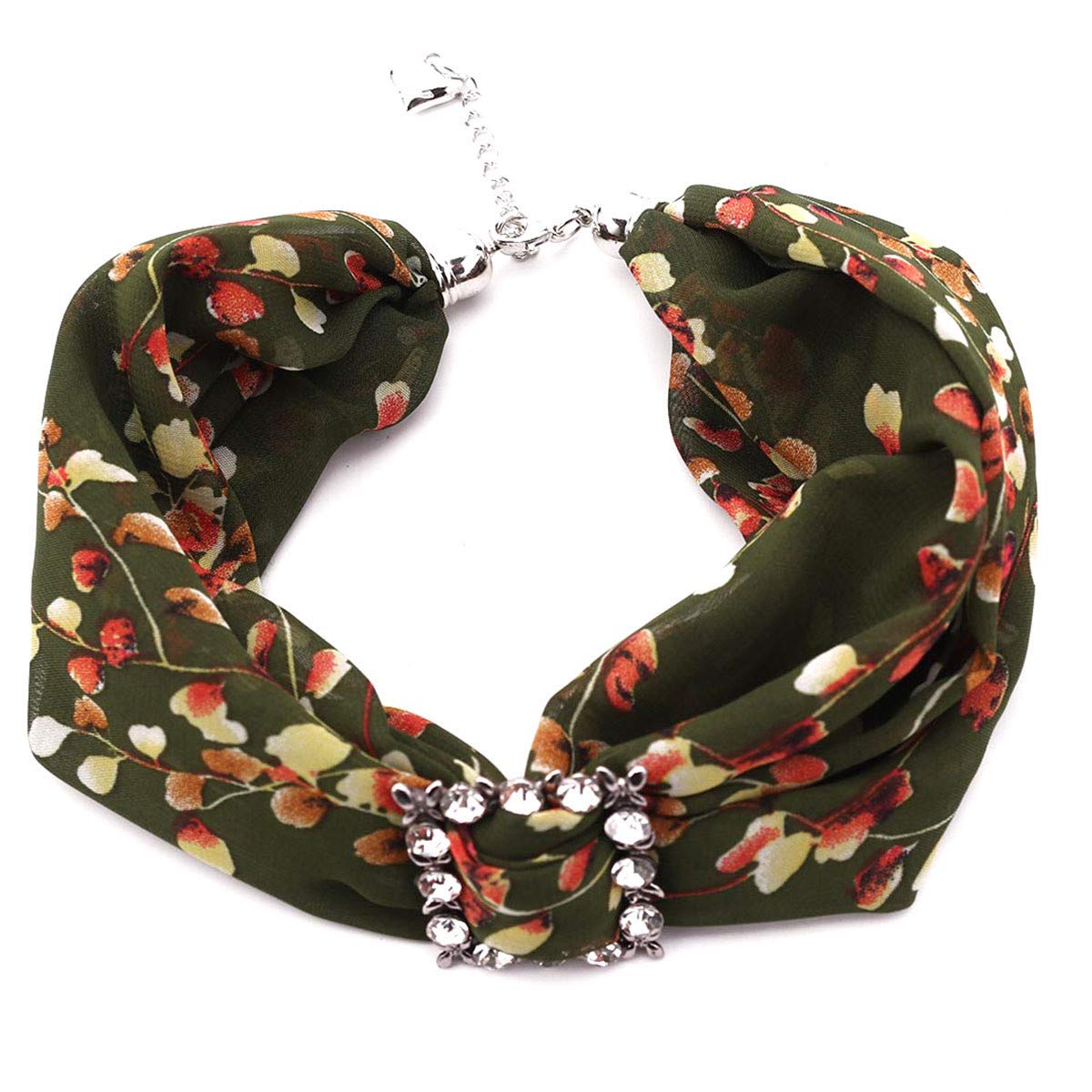 Ulalaza Women's Style-13 Vintage Floral Neckerchief Shiny Rhinestone Scarf Necklace Choker Trendy Party Accessories