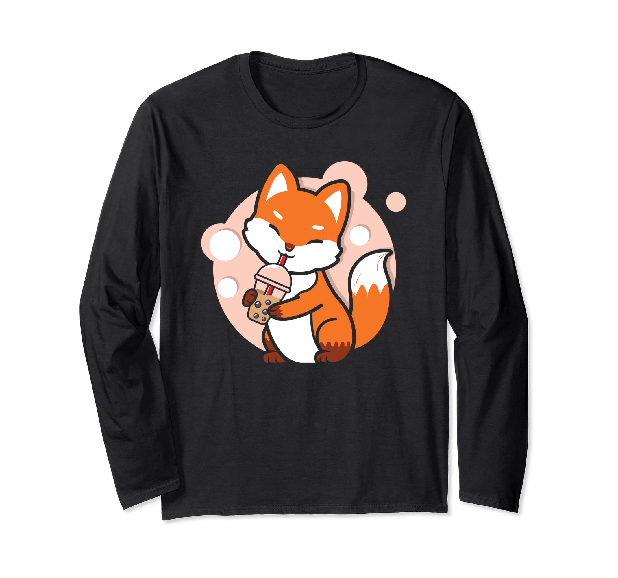 Kawaii Neko Cute-Fox Bubble Tea Boba Neko Teen Girl Gifts Long Sleeve T-Shirt