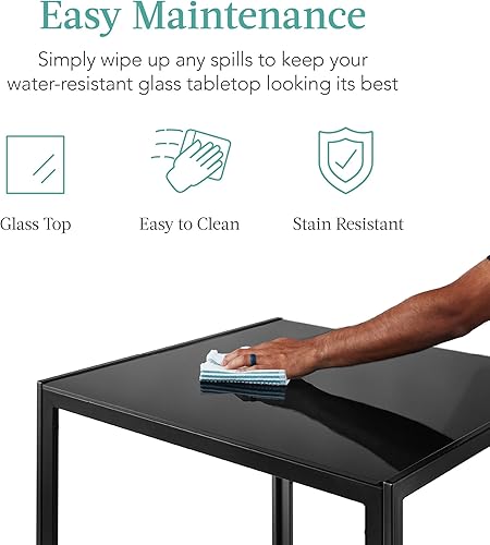 Miniatura 5 de Best Choice Products Juego de comedor de cristal de 3 piezas, muebles de mesa de cocina modernos para comedor, comedor, compacto que ahorra espacio