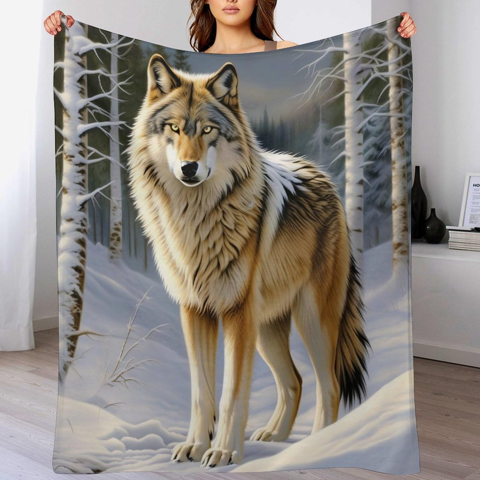 Couverture loup couverture de lit flannel doux chaud et léger 130x150