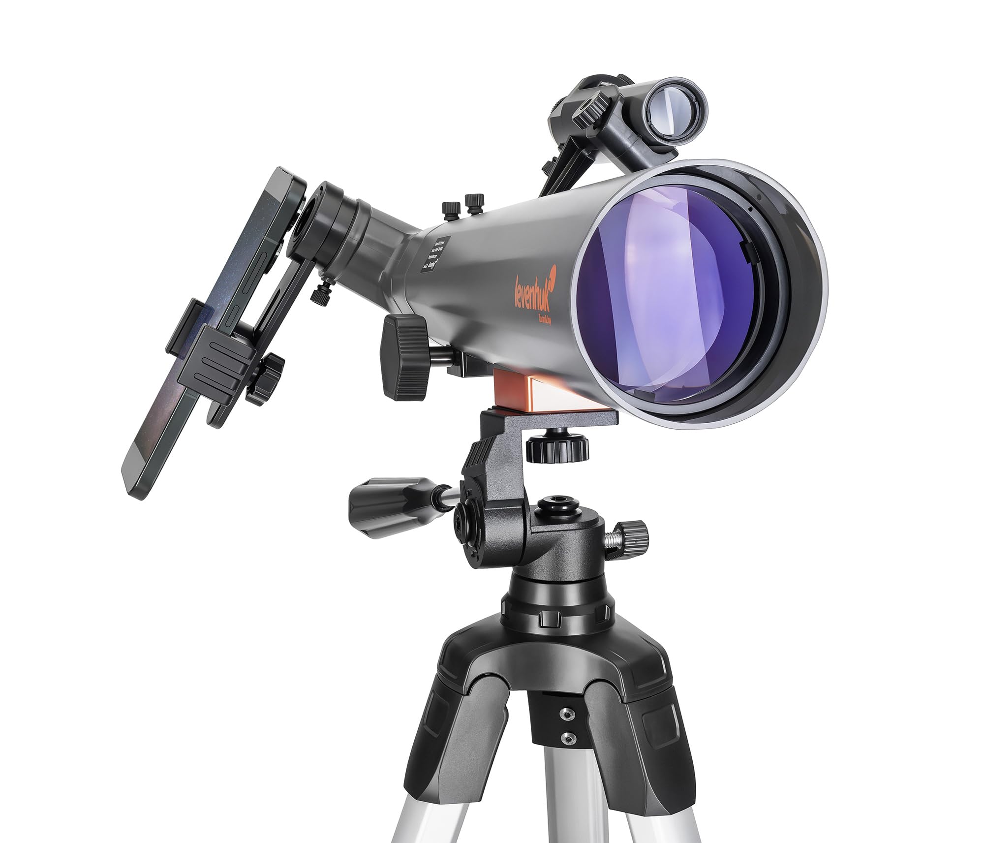 Levenhuk Kelvin Nova BASE 70/400 Fototeleskop, Teleskop do Smartfona Ultrakompaktowy dla Początkujących, Montaż Altazymutalny, Statyw i Torba w Zestawie do Astrofotografii i Obserwacji Kosmosu