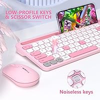 Vista 3 de Teclado y mouse Bluetooth, teclado y mouse inalámbricos MicroPack, modo dual multidispositivo (Bluetooth 5.0/3.0+USB 2.4G) teclado silencioso