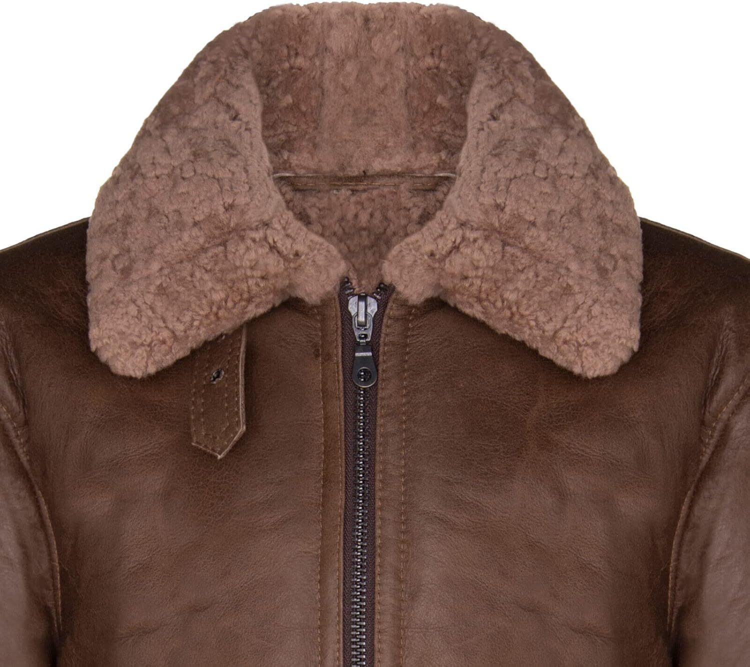 Men's Brown B3 Shearling Sheepskin WWII Bomber Leather Flying Aviator Jacket - Image 4