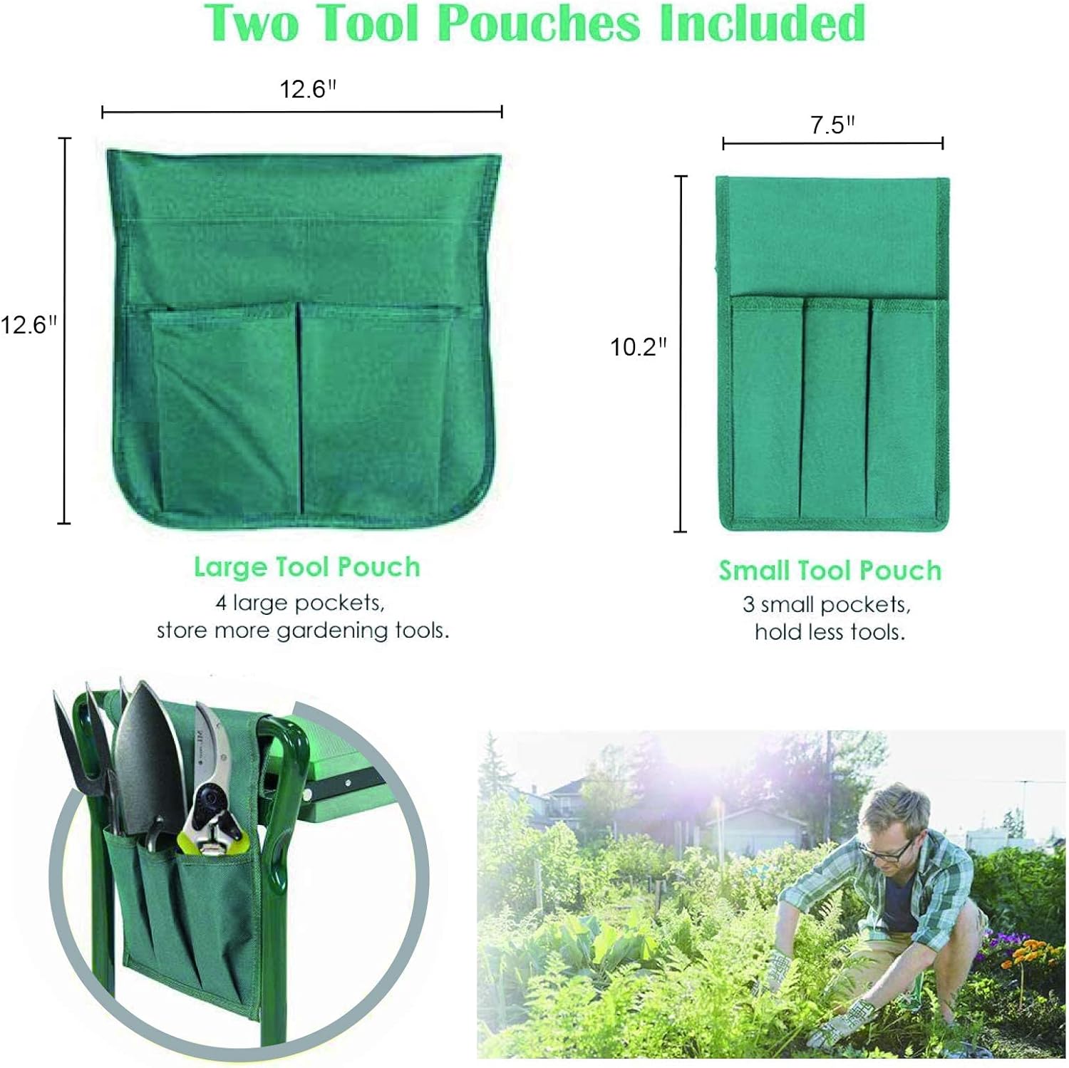 Garden Kneeler and Seat, Support Up to 300 lbs, Foldable Garden Stool with Handle for Elderly Step Stool, Garden Bench for Kneeling and Sitting, Perfect Gardening Supplies and Tools