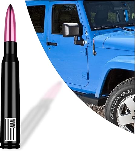 Antena de bala de camión con bandera estadounidense aleación de aluminio mejora la estabilidad de la señal y el agua compatible con Dodge Ford