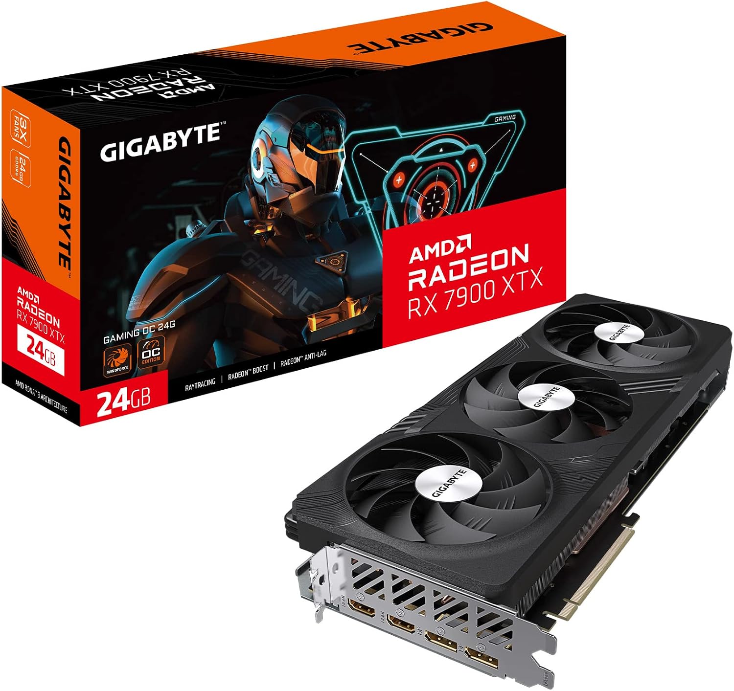 Radeon RX 7900 XTX Gaming OC 24G Graphics Card, 3X WINDFORCE Fans, 24GB 384-bit GDDR6, GV-R79XTXGAMING OC-24GD Video Card