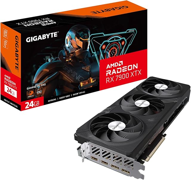Gigabyte Radeon RX 7900 XTX Gaming OC 24G Graphics Card, 3X WINDFORCE Fans, 24GB 384-bit GDDR6, GV-R79XTXGAMING OC-24GD Video Card