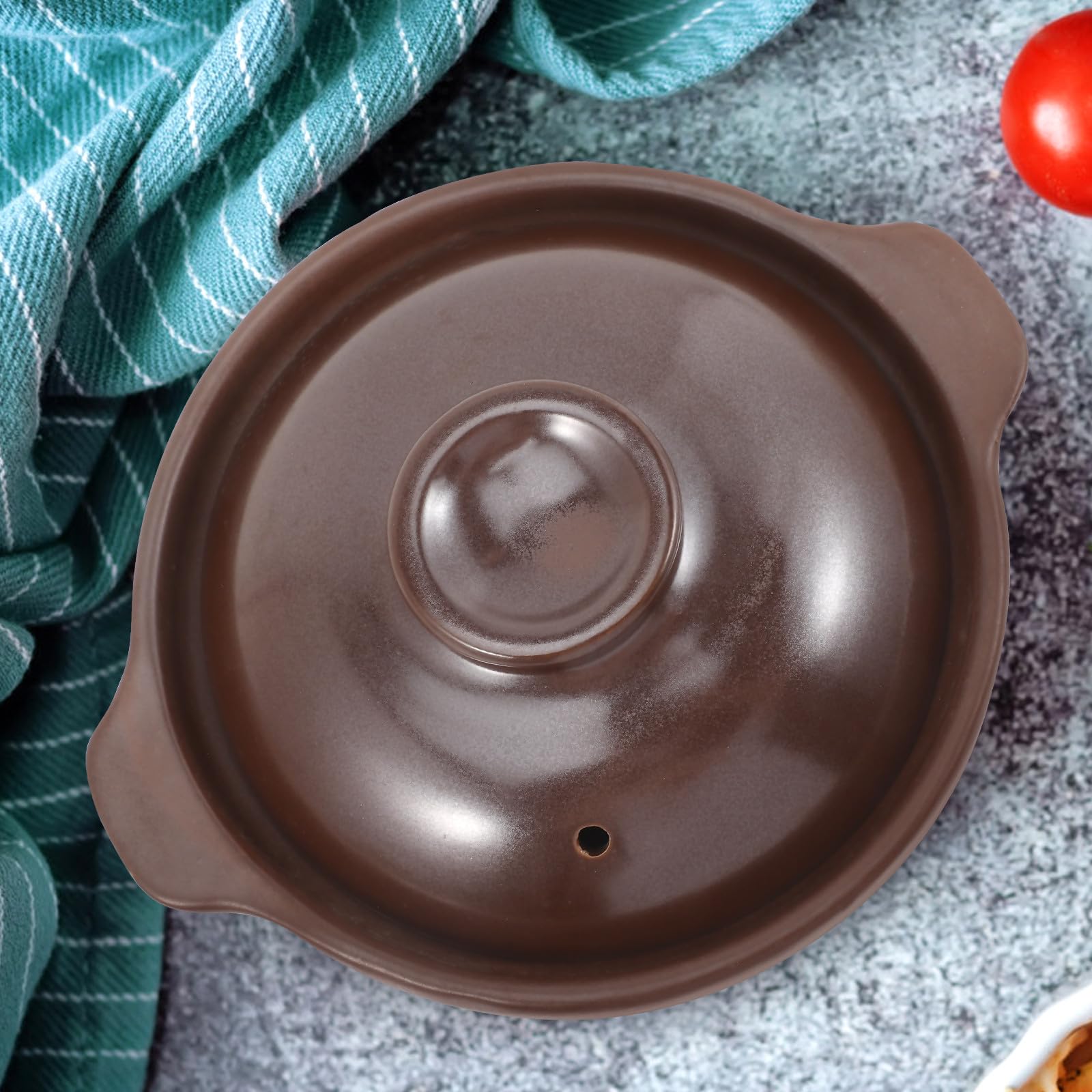 Beaupretty Kleiner Keramik Schmortopf mit Deckel 600ml Energiesparend und Praktisch zum Kochen von Reis und Suppen mit Doppelten Griffen für Haushalt und Küche