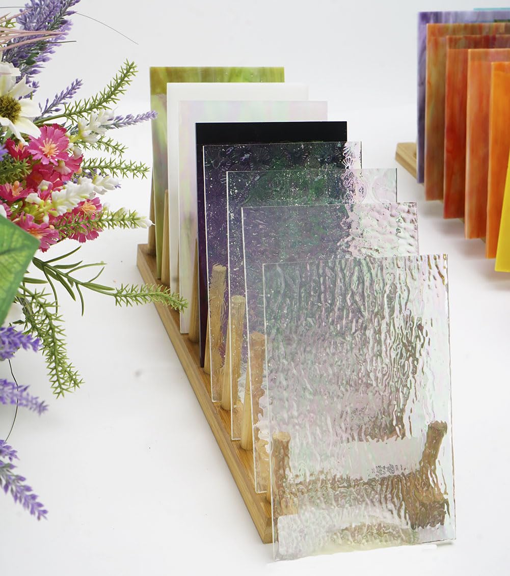Lanyani Glitzernde, schillernde Buntglasplatten, Sortimentspackung, undurchsichtig, schimmernd, Kunstglasscheiben für Mosaik, DIY, Glashandwerk, 10,2 x 15,2 cm, 26 Bögen