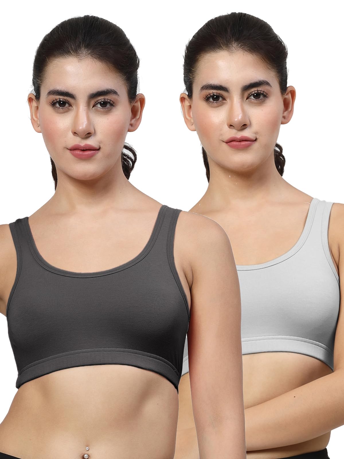 lily Black, Grey Seamless Non Padded Double Layered Sports Bra-picture-47