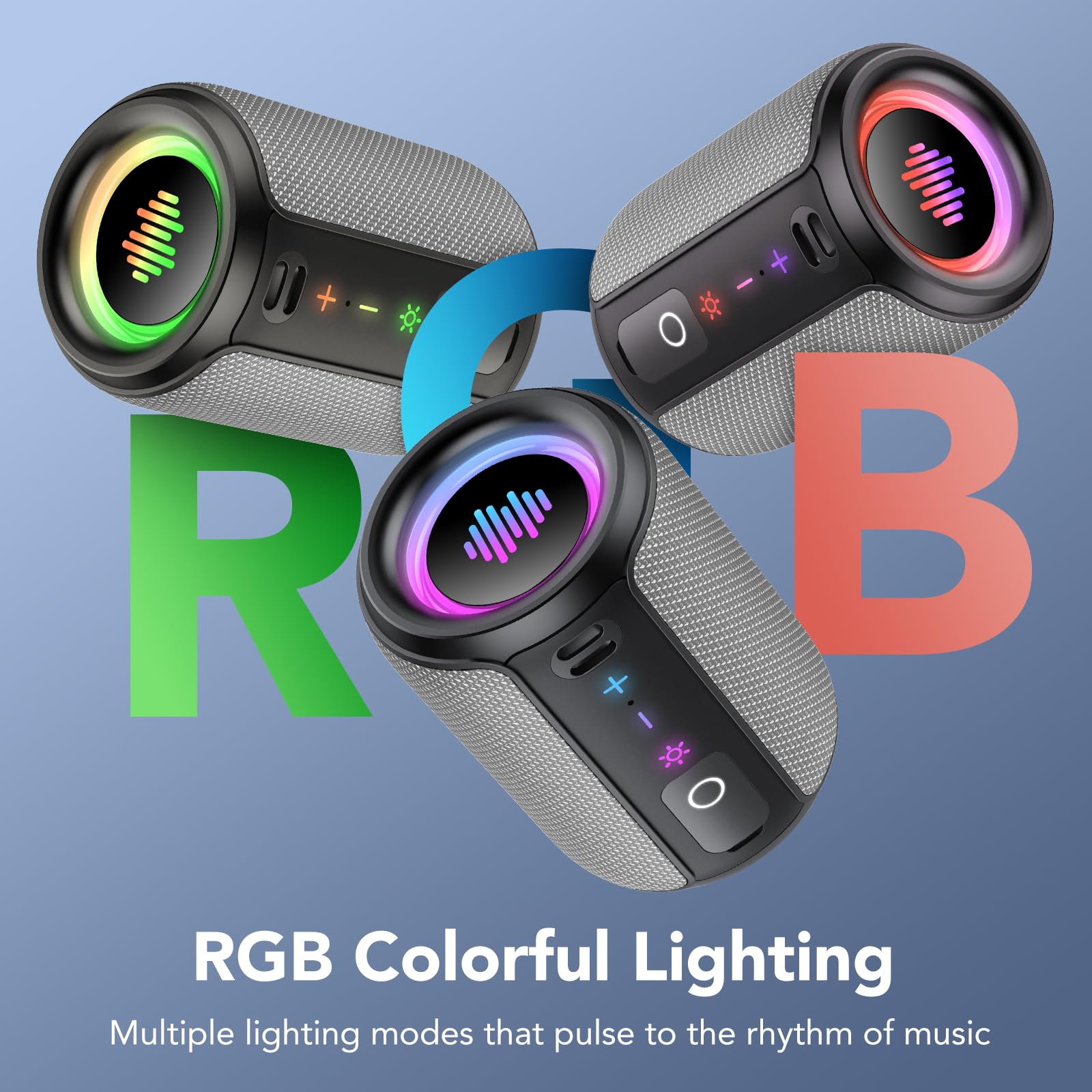 Cassa Bluetooth Portatile Potente 15W, Mini Altoparlante Bluetooth 5.4, IPX7 Impermeabile, Luci LED Colorate, Bassi Potenti, 12 Ore di Autonomia, Accoppiamento TWS, Speaker Bluetooth da Esterno Feste