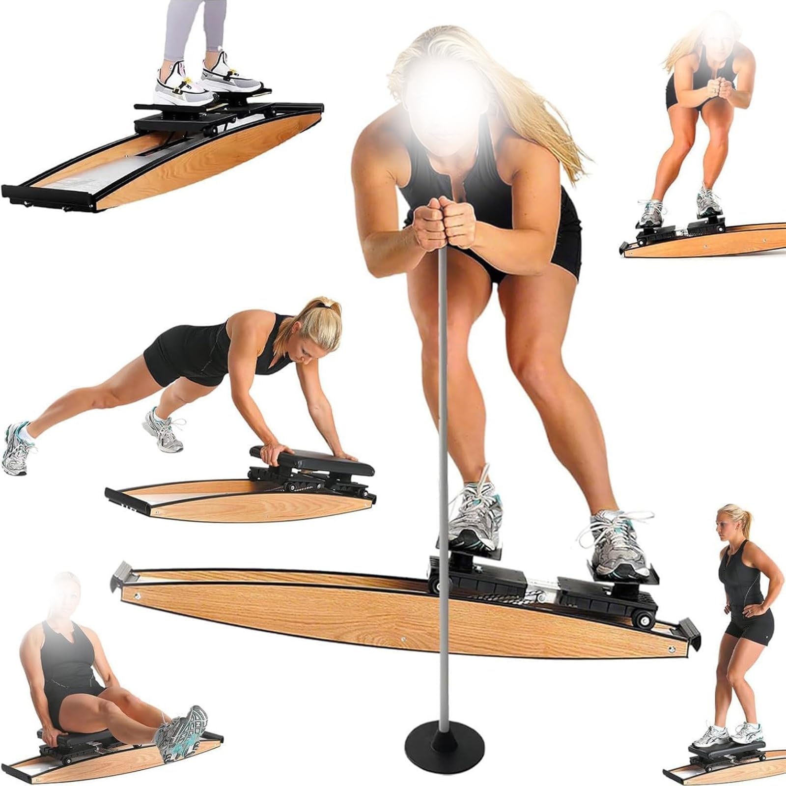 MáQuina De Esquí Interior, Simulador De Esquí para Entrenamiento, Entrenador ElíPtico 3D, Conjunto De Herramientas para Entrenamiento De Fuerza Y ​​Equilibrio A