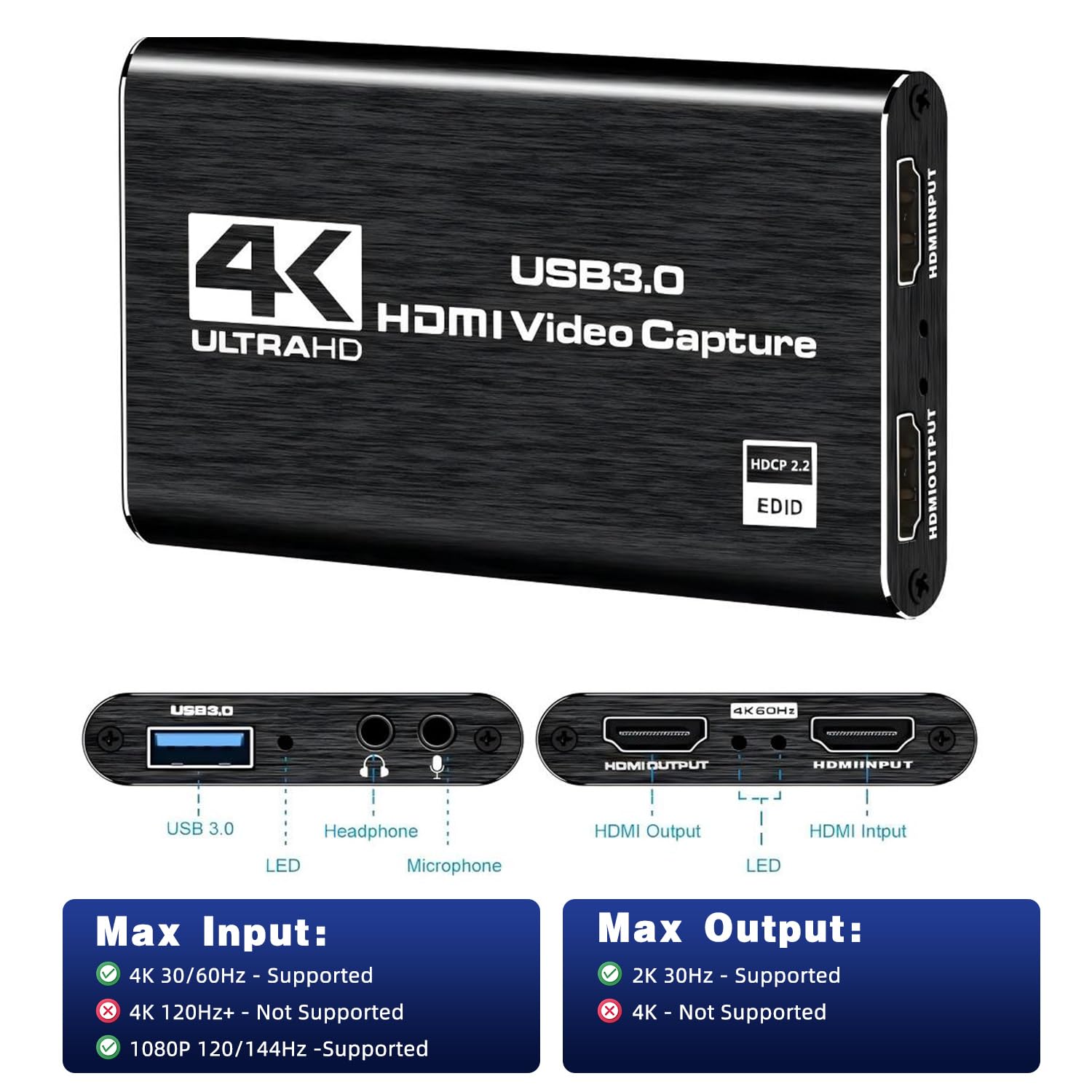 Rybozen 4K Audio Video Capture Card, USB 3.0 HDMI Video Capture Device, Full HD 1080P for Game Recording, Live Streaming Broadcasting — Amazon image 2