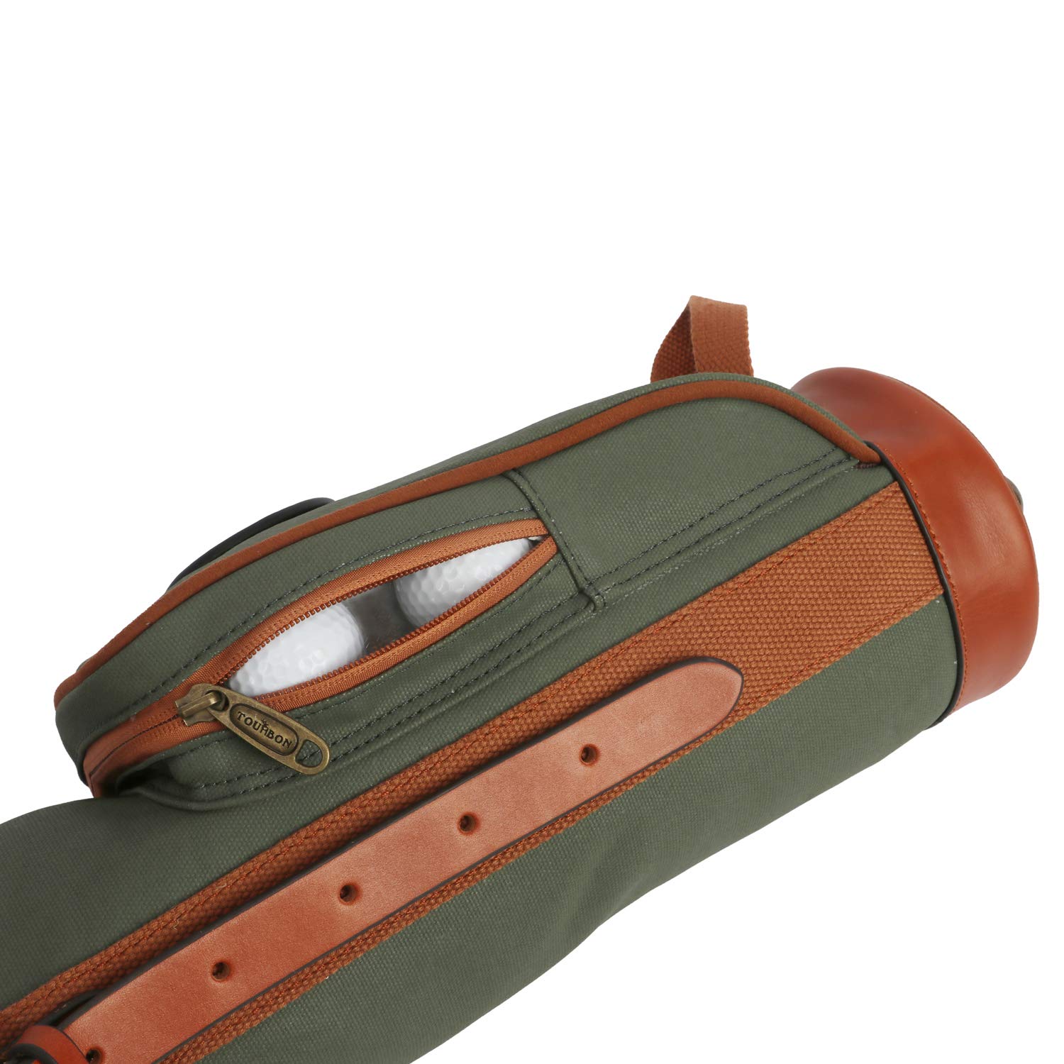 TOURBON Grün wasserdichte Segeltuch-Golfbag für Golfschläger, weicher gepolsterter Schultergurt, 3 Taschen, 3 Divider, geeignet für Erwachsene Golfer (Unisex)