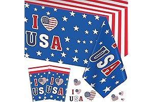 Rectangular 2-Piece I Love USA Tablecloths for Memorial Day Decorations
