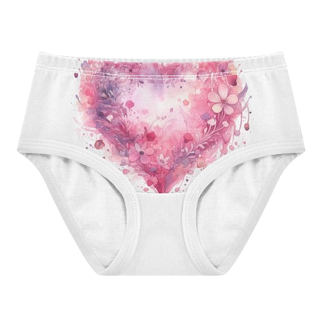 ALAZA Toddler Girls Cotton Hipster Underwear Soft Heart Flower Pink 2 Pack 2T