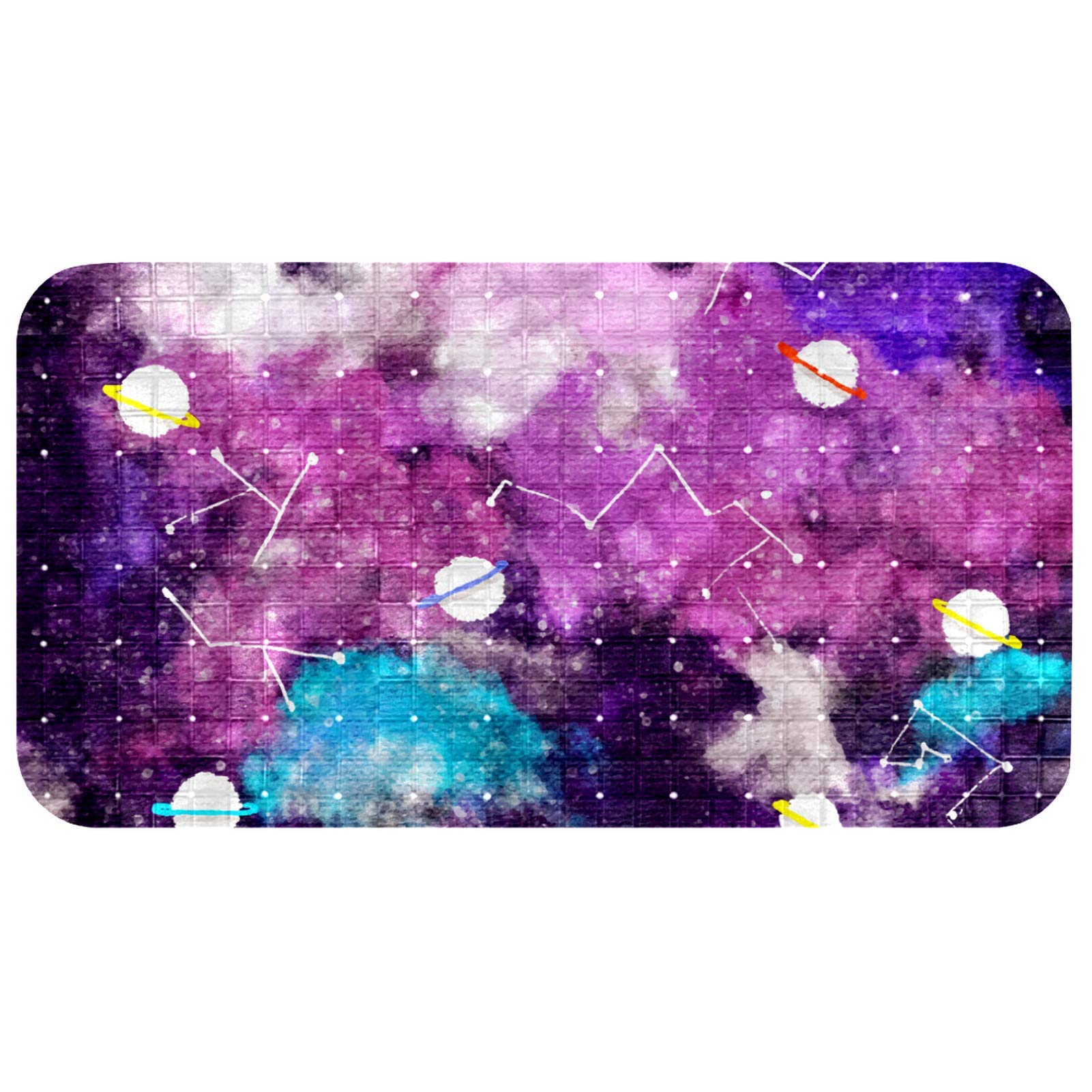 Alfombra de bañera Bennigiry 26.9x14.7 pulgadas antideslizante con ventosas motivo de galaxia