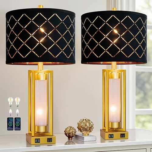 Set of 2 Modern Table Lamps for Living Room Bedroom