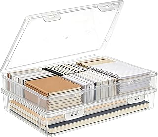 2 peças caixas transparentes de plástico A4, caixa de arquivo de plástico impermeável arquivos de armazenamento para documentos cartas papel revistas livros