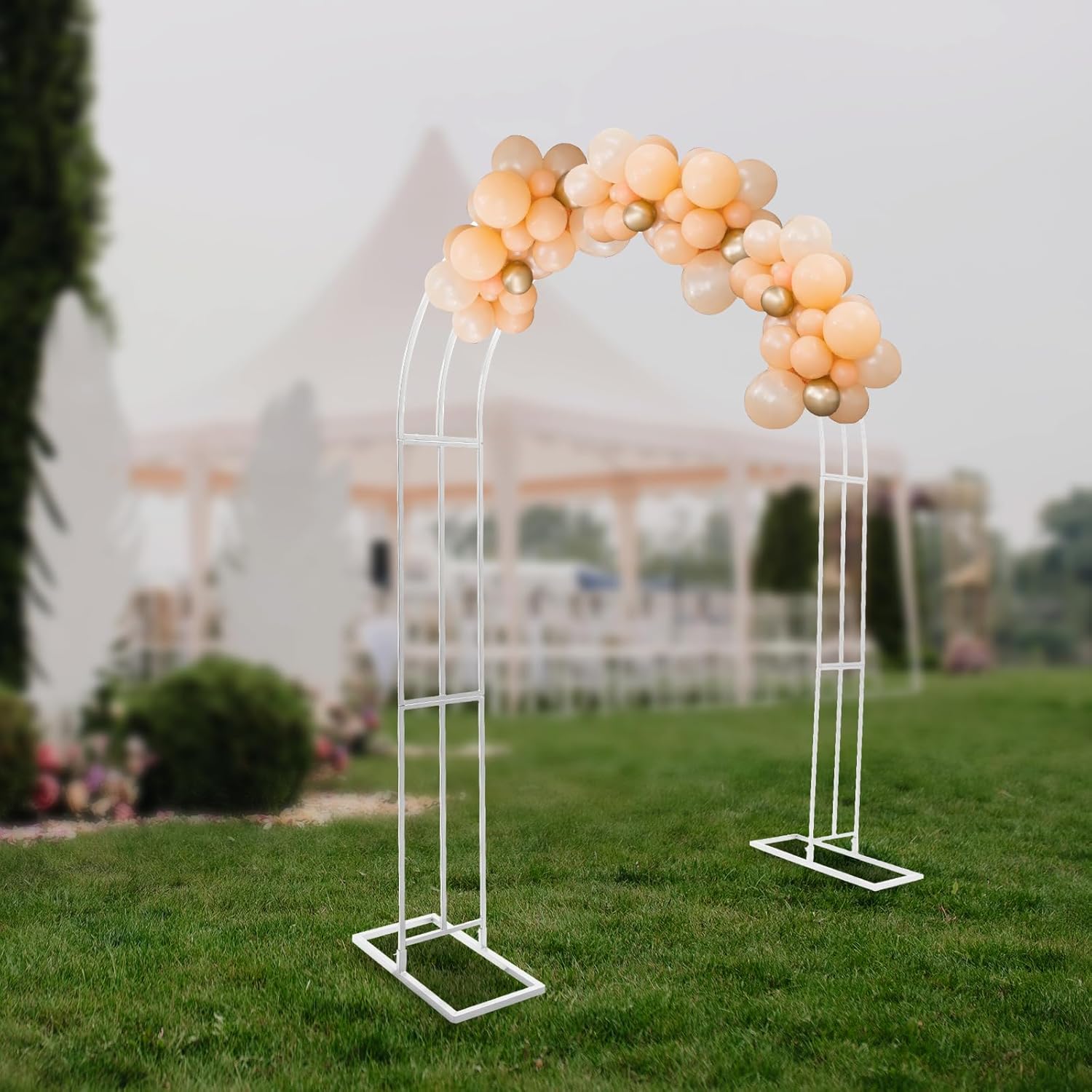 Large Size 8.53Ft Wedding Arch for Ceremony, Heavy Duty Climbing Flower Plant Garden Arch,Metal Arbor Trellis Backdrop Balloon Archway Decoration (White)