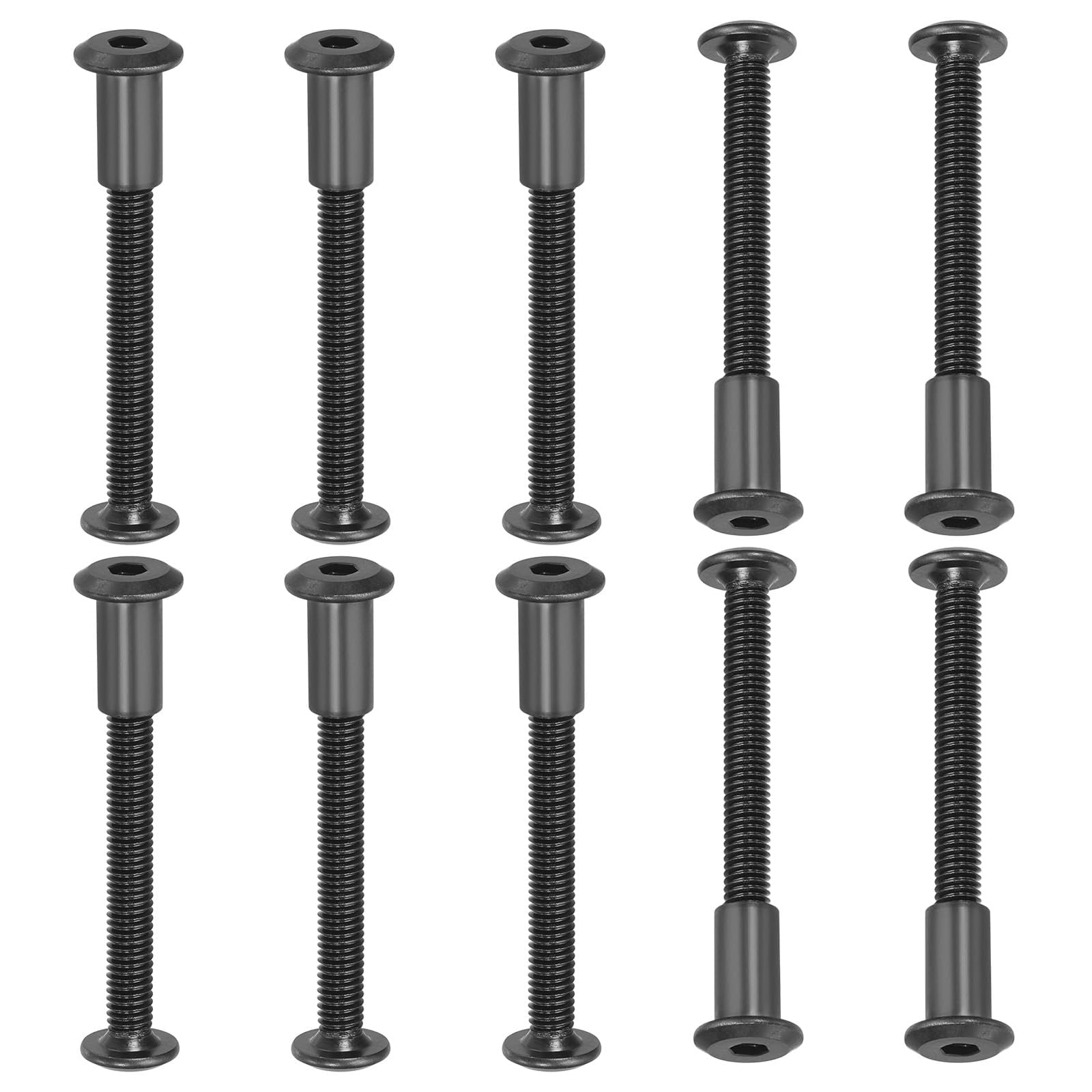 TA-VIGOR M6 x 50mm Hex Chicago Screws, 10pc Furniture Bolts with Barrel Nut