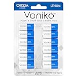 Voniko CR123A Lithium Batteries (12-Pack) – Photo Non-Rechargeable Lithium Battery –3 Volt 123 Battery Lithium 10 Years Shelf Life