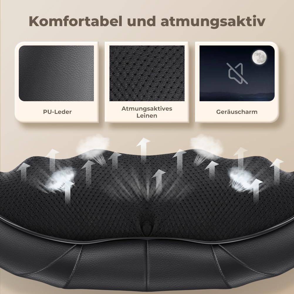 ELEHOT-Store Nackenmassagegerät mit Wärme, Shiatsu Massagegerät Nacken Schulter Rücken Taillen Beine Fuß und Muskelmassage, Einstellbaren Geschwindigkeiten Massagegerät zu Hause Büro Auto