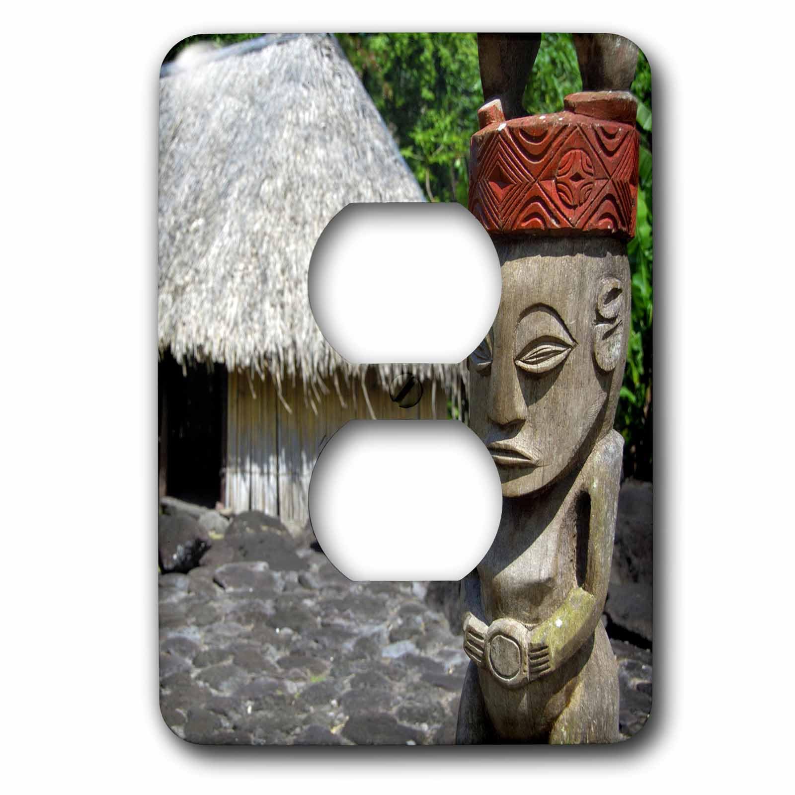 Tahiti Tiki cache-prise double lsp_85020_6 Polynésie plaque murale 2 prises