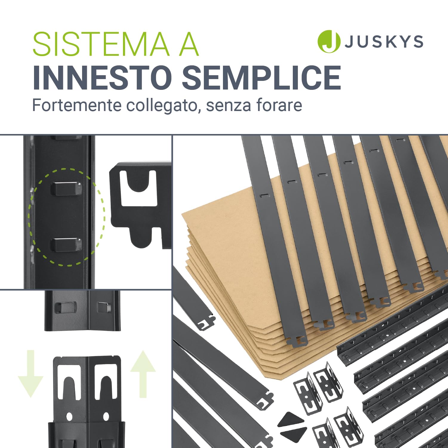 Juskys Set 2 scaffali Basic 2X 180x90x40 cm (AxLxP) | 1750 kg | 10 ripiani | struttura a incastro per officina, garage, cantina – metallo zincato - Grigio