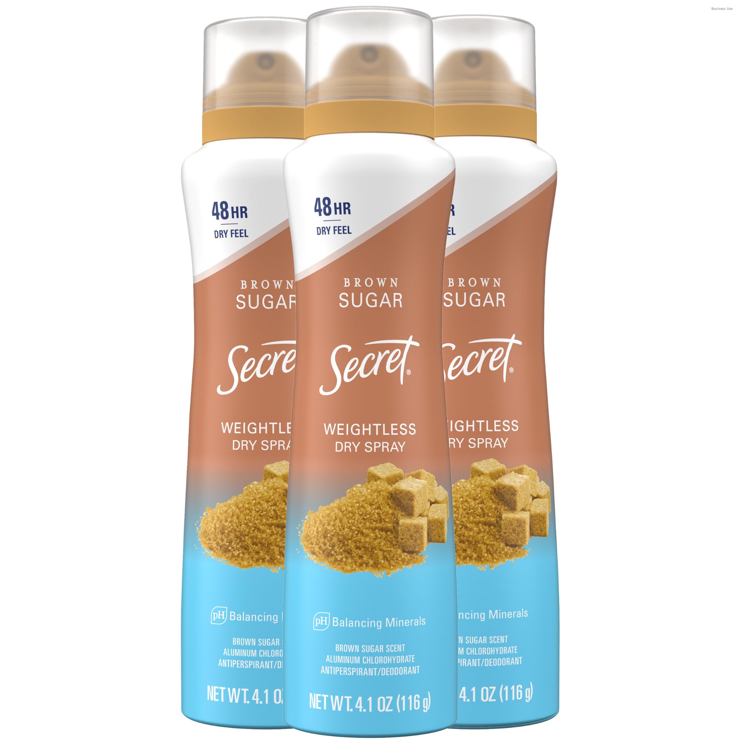 Secret Dry Spray Antiperspirant Deodorant for Women, 48hr Weightless Sweat & Odor Protection, Gentle on Skin, Brown Sugar Scent, 4.1 oz (Pack of 3)