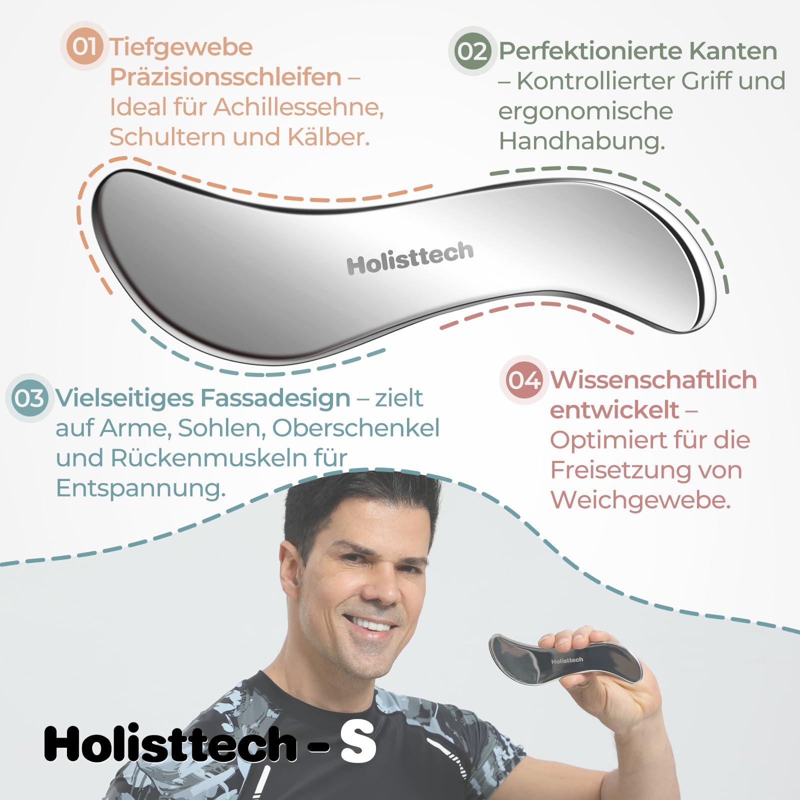 Zestaw narzędzi do skrobania mięśni IASTM Gua Sha ze stali nierdzewnej 2-częściowy