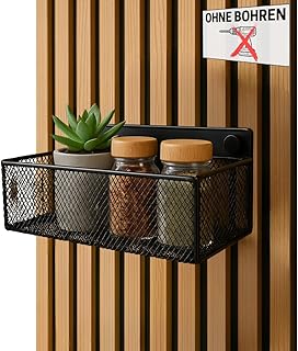 Steinmine - Designmanufaktur Zubehör-Set, Ablagen und Wandbehälter für Wandorganizer & Akustikpaneelen für DIY Wandregal für Büro, Küche & Mehr (Metalldrahtkorb groß für Wandorganizer ohne bohren)