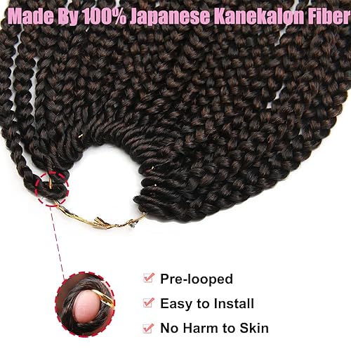 Miniatura 4 de 144 raíces por paquete, de 20 pulgadas, trenzas de ganchillo para mujeres, cabello trenzado de ganchillo negro con extremos rizados, extensiones de