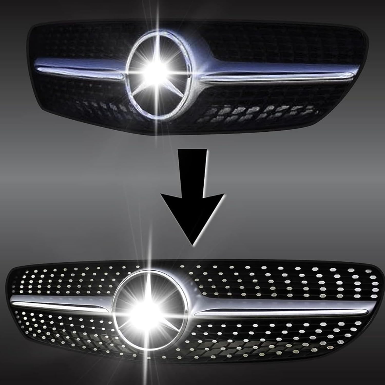 Diamond Grille Stickers/Decals for Mercedes Benz C Class A Class CLA GLC300 S550 (Silver, A-Class)