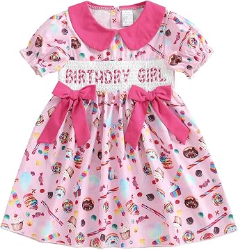 Socutebabe 3 4 5 6 7 Year Old Birthday Outfit Girl Sweet Birthday Candy Dress Toddler Donut Birthday Outfits for Girls