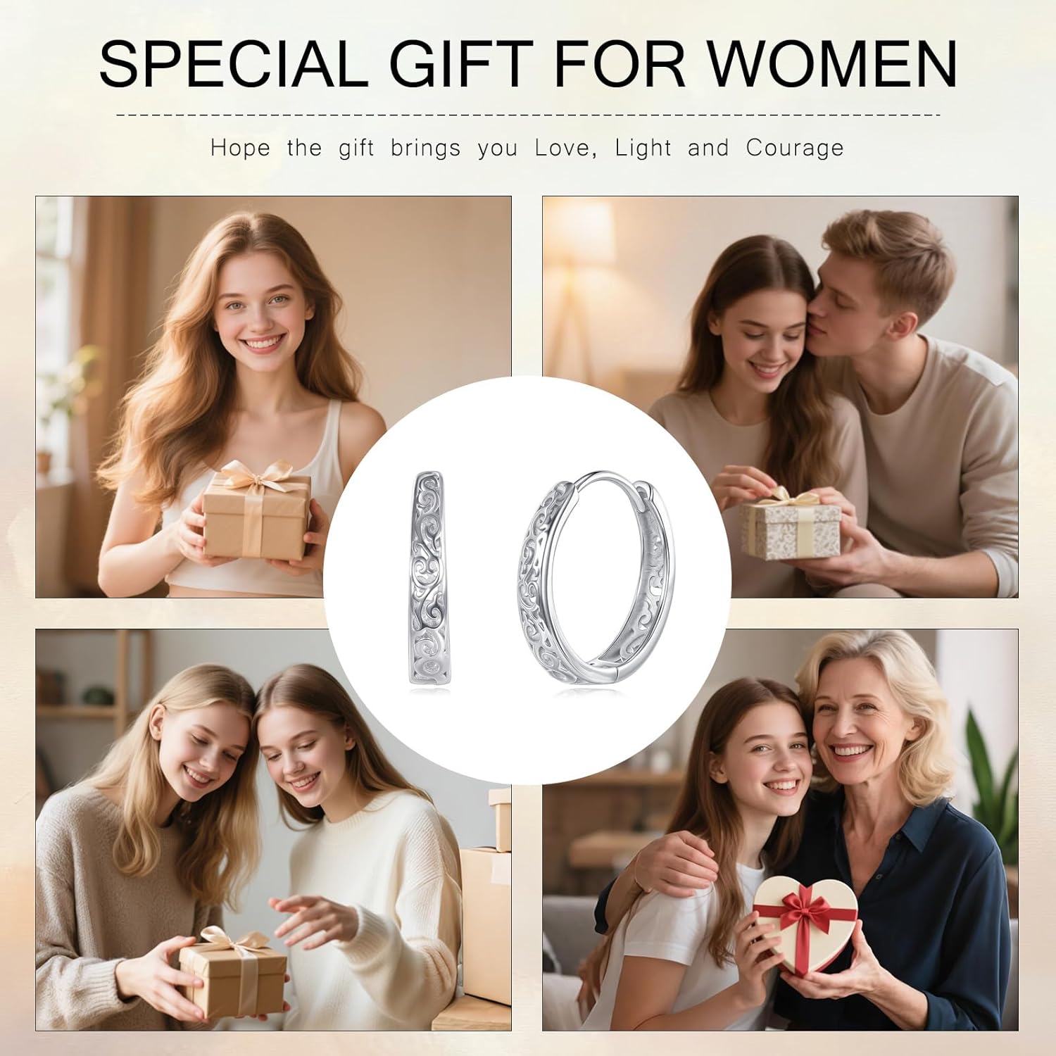 URONE Filigree Hoop Earrings 925 Sterling Silver Vintage Hoop Earrings Filigree Hoop Jewelry Gift For Women - Image 6