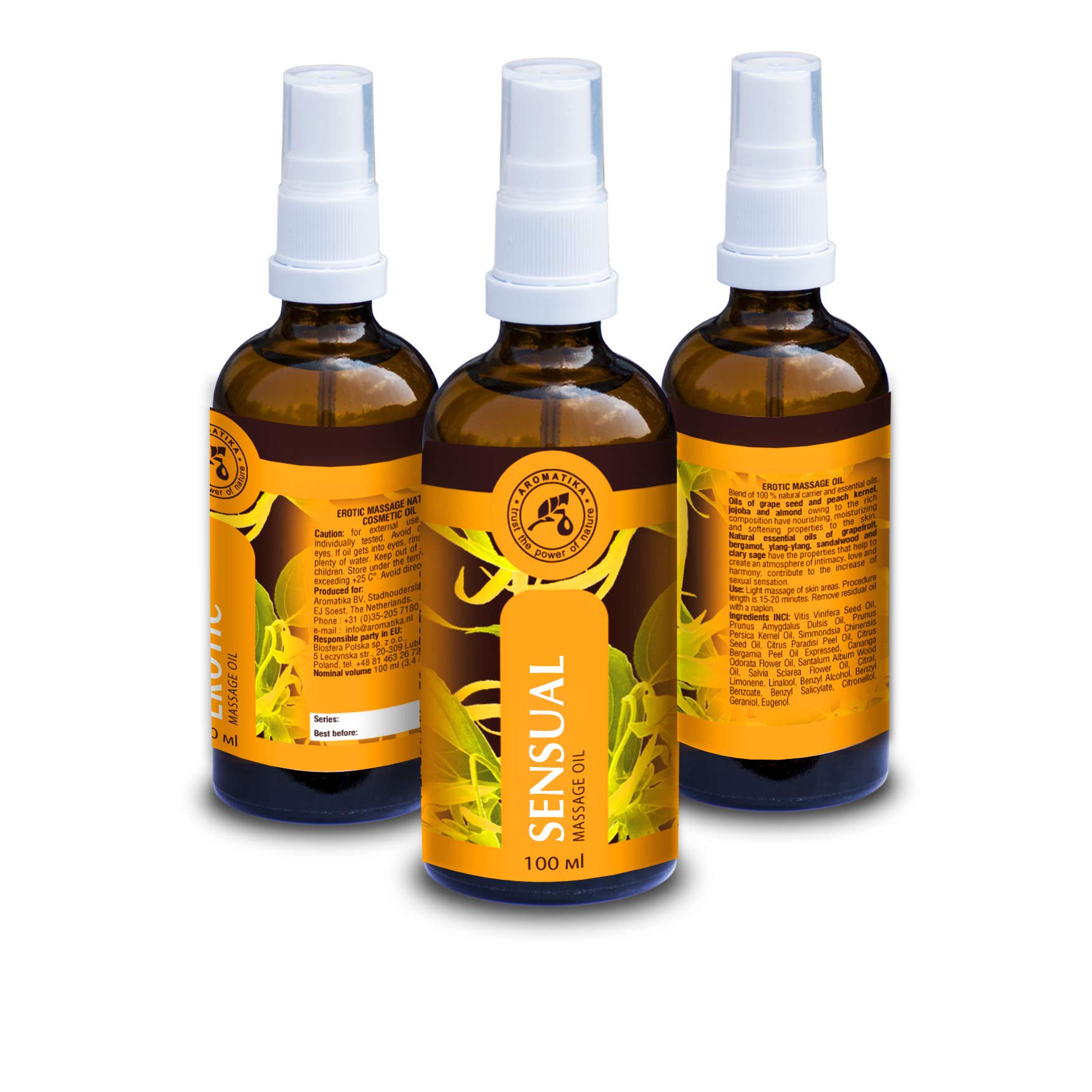 Aceite Masaje 100ml - 100% Natural Ylang Ylang Aceite y Jojoba Aceite - Maravilloso Olor - Botella de Cristal - Cosméticos Naturales