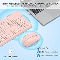 Vista 2 de Wireless Keyboard and Mouse Combo, Full Size Silent Ergonomic Keyboard and Mouse, Long Battery Life, Optical Mouse, 2.4G Lag-Free Cordless Mice