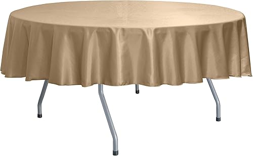 Miniatura 2 de Ultimate Textile Majestic - Mantel redondo reversible Shantung Satin de 84 pulgadas, color marrón claro
