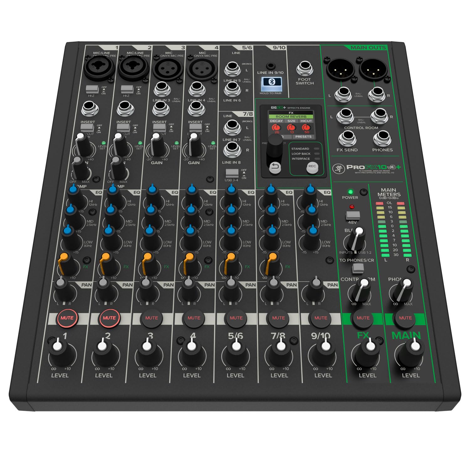 Mackie ProFX10v3+ 10-kanaliger Analogmixer Bluetooth Mischpult Interface + 2x keepdrum XLR-Kabel