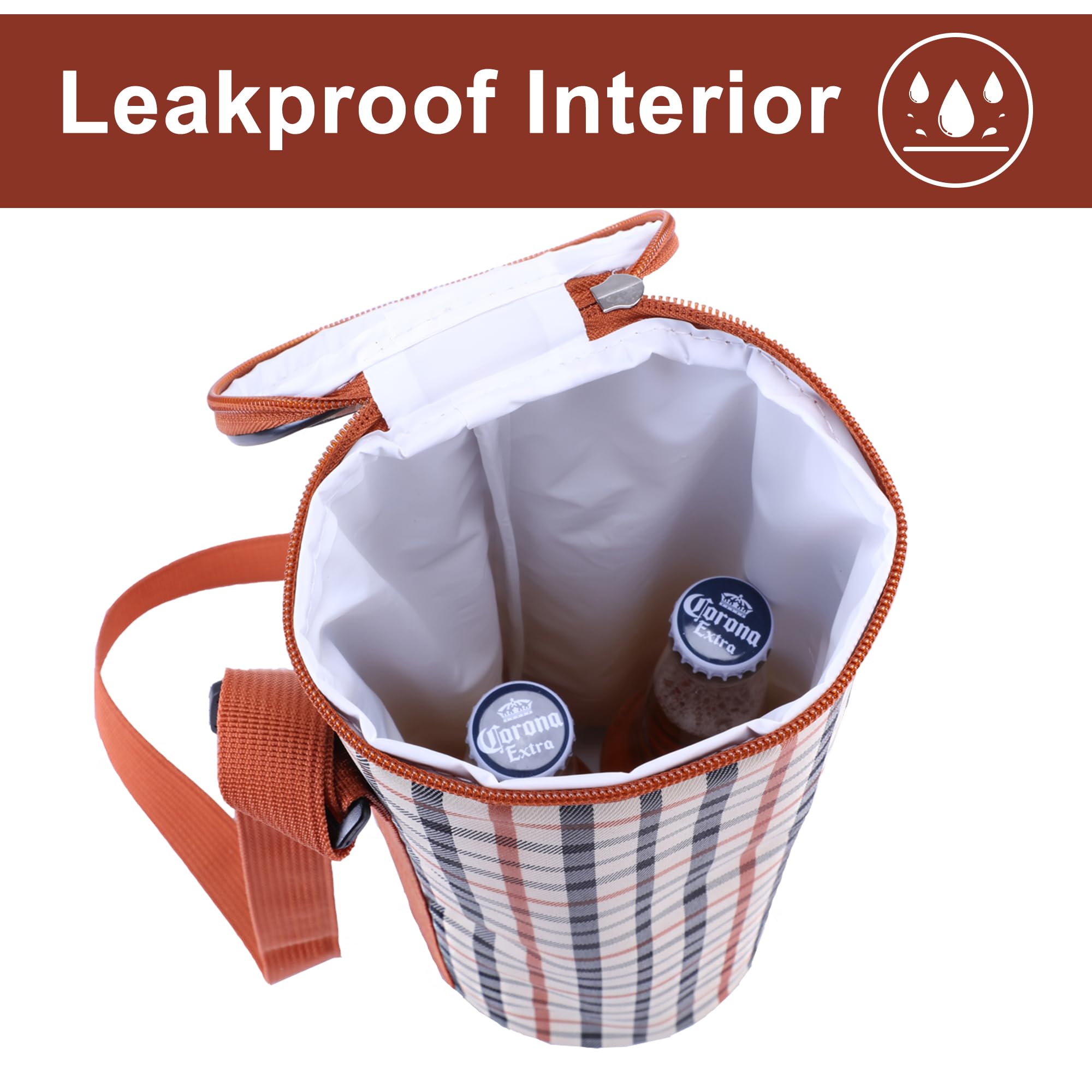 Leberna Wine Cooler Bag Insulated Bottle Carrier Bag for Picnic,Travel,Beach Yellow 2L - Image 4