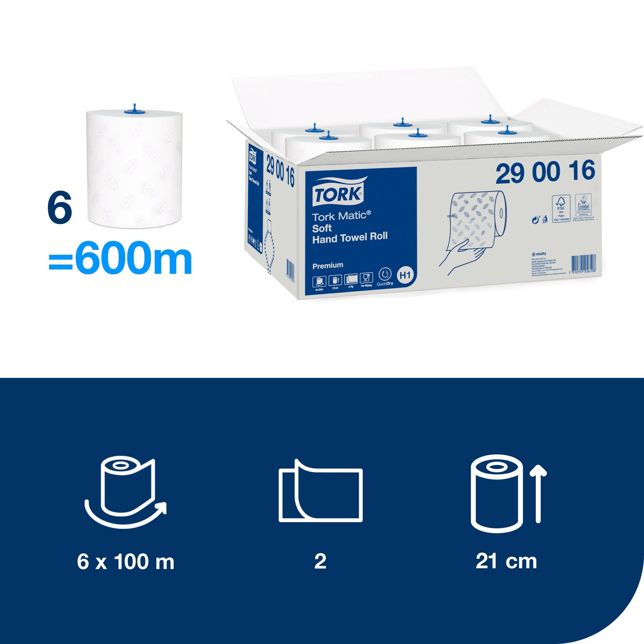 Tork Matic Soft Rotolo di Carta Asciugamani Premium, 6 Rotoli