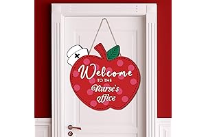 Welcome to the Nurses Office Sign Wooden, School Nurse Door Sign, Apple...