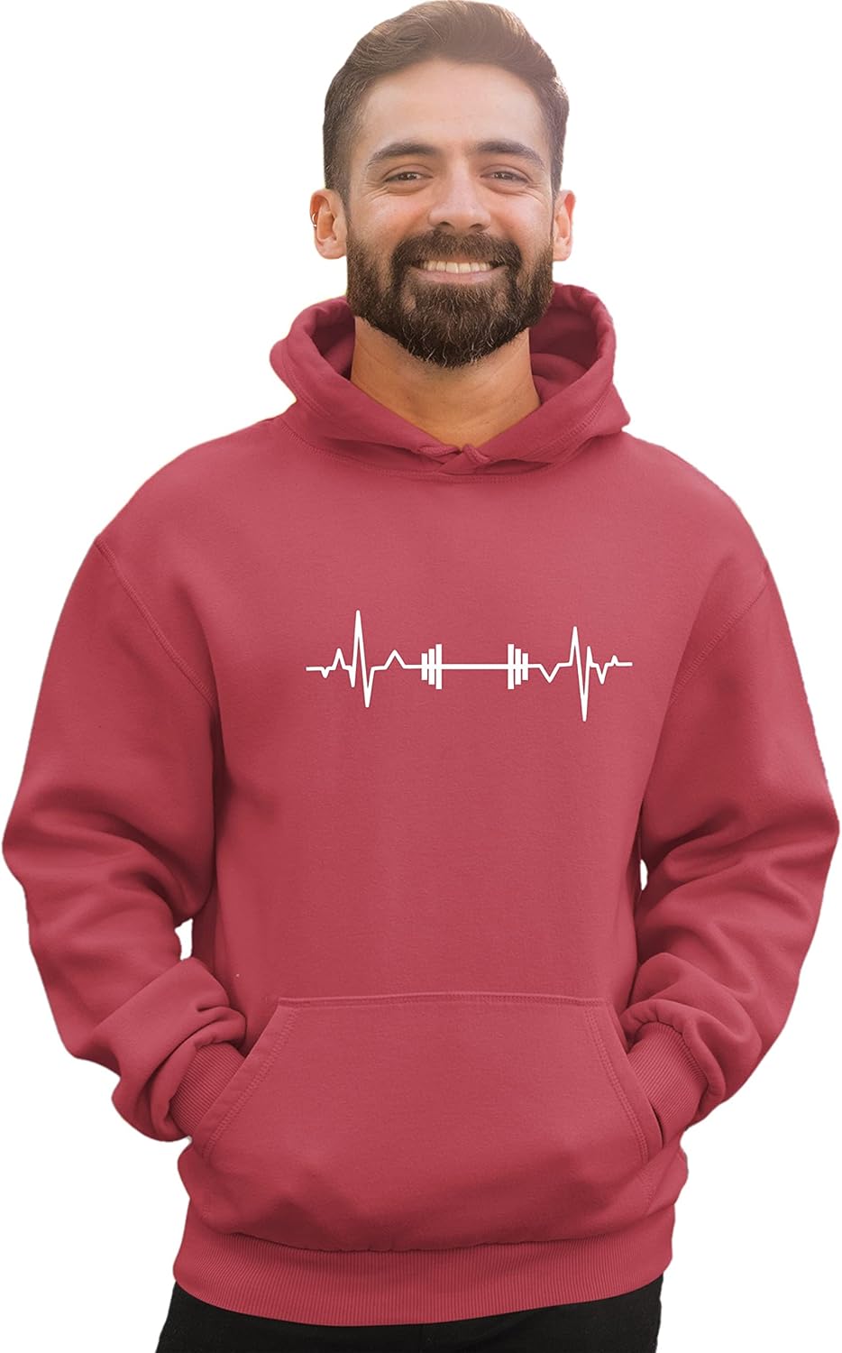 Go All Out Barbell Heartbeat Weightlifting Gym Workout Gift Idea Mens Women Sweatshirt Hoodie