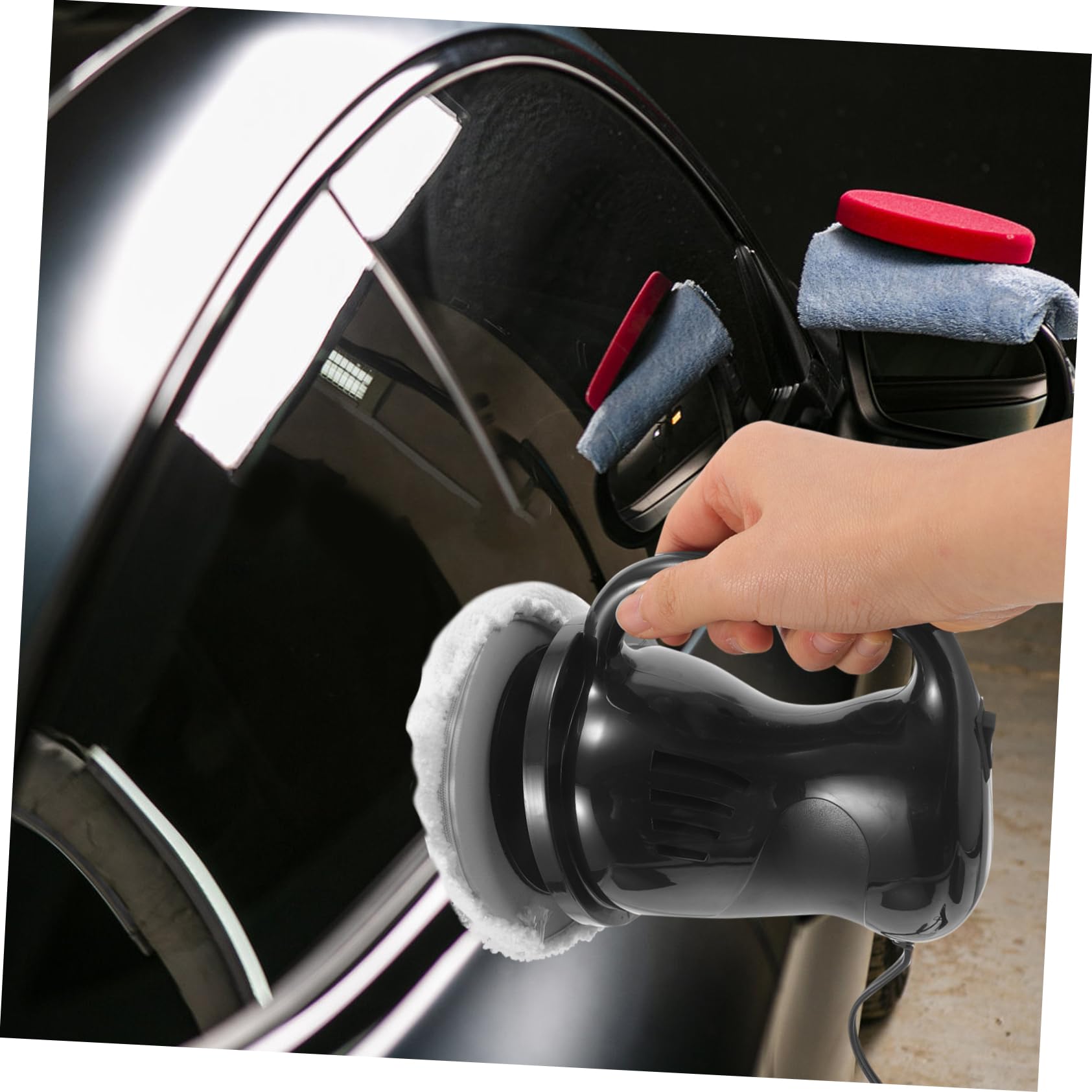 Cabilock Kit de Pulidora y Enceradora para Coche de 12 V Negro | Metal y Plástico, Prevención del Polvo, Mango Ergonómico, Uso en Automoción