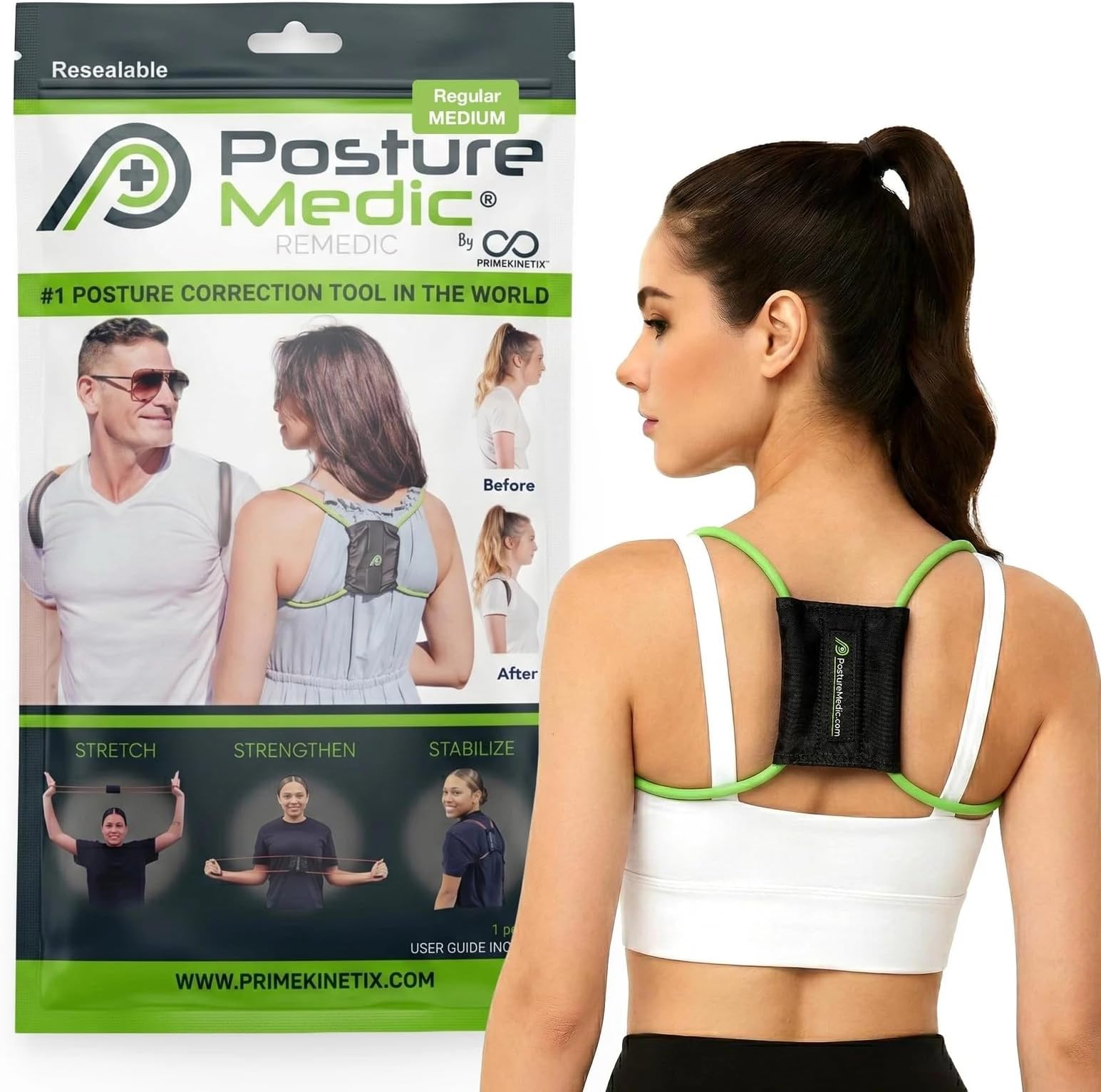 PostureMedic Original Posture Corrector Brace - Selection of Sizes - Medium - Improve Posture with Support and Exercises by PostureMedic