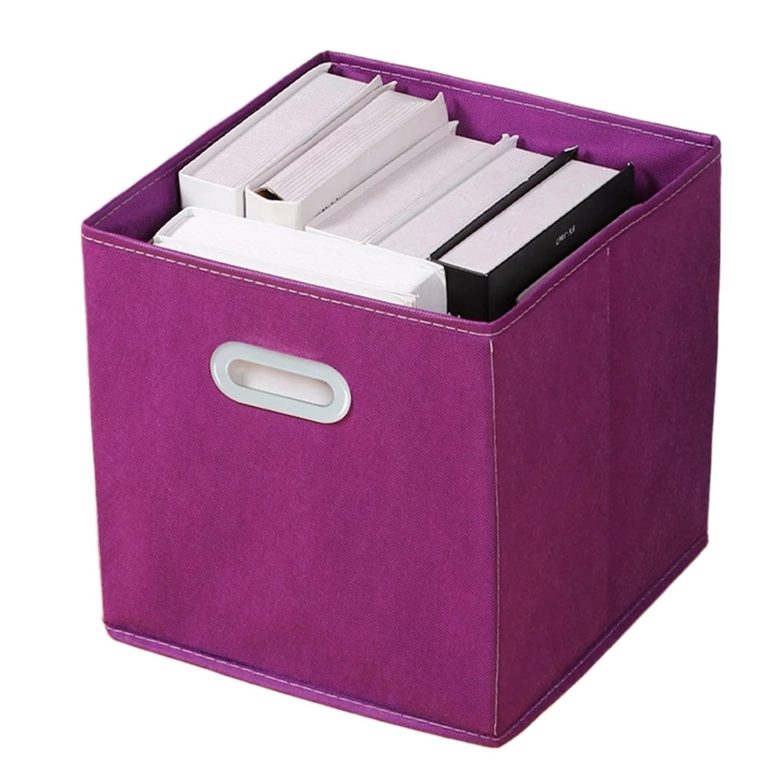MFESFCS Canvas Storage Boxes Fabric Cloth Storage Box For Book Clothes Sundries Foldable Closet Drawer Bins Basket(Purple)