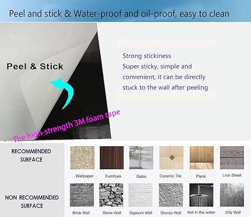 Miniatura 5 de YMMXGE Azulejos de metal para salpicaduras de 10 hojas para despegar y pegar en la cocina, decoración de pared 3D, azulejos de mosaico de aluminio