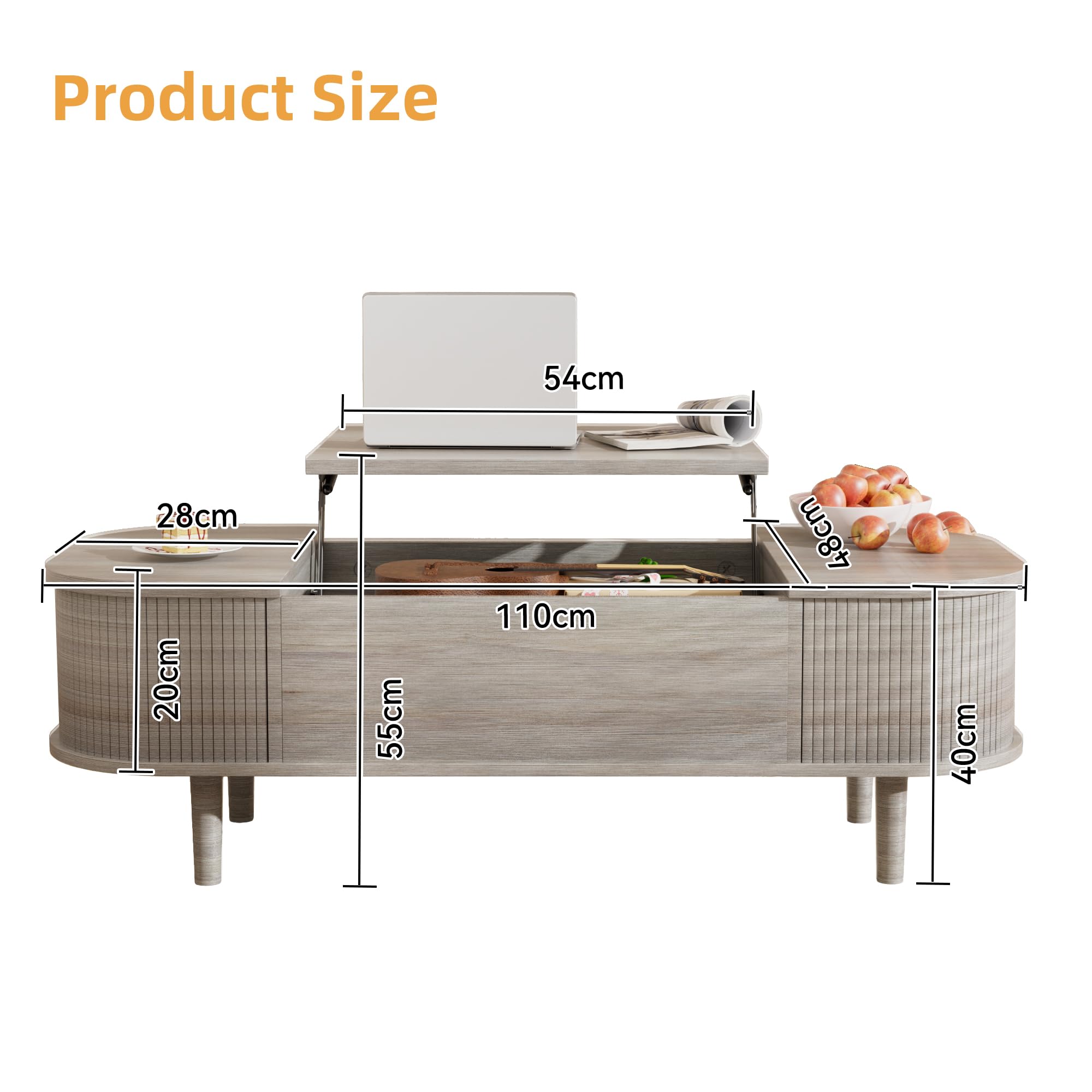 NOBLEWELL Table Basse Avec Plateau Relevable Table De Salon Moderne Avec Etagère De Rangement Caches Marron 100x50x42cm Noblewell 86318259